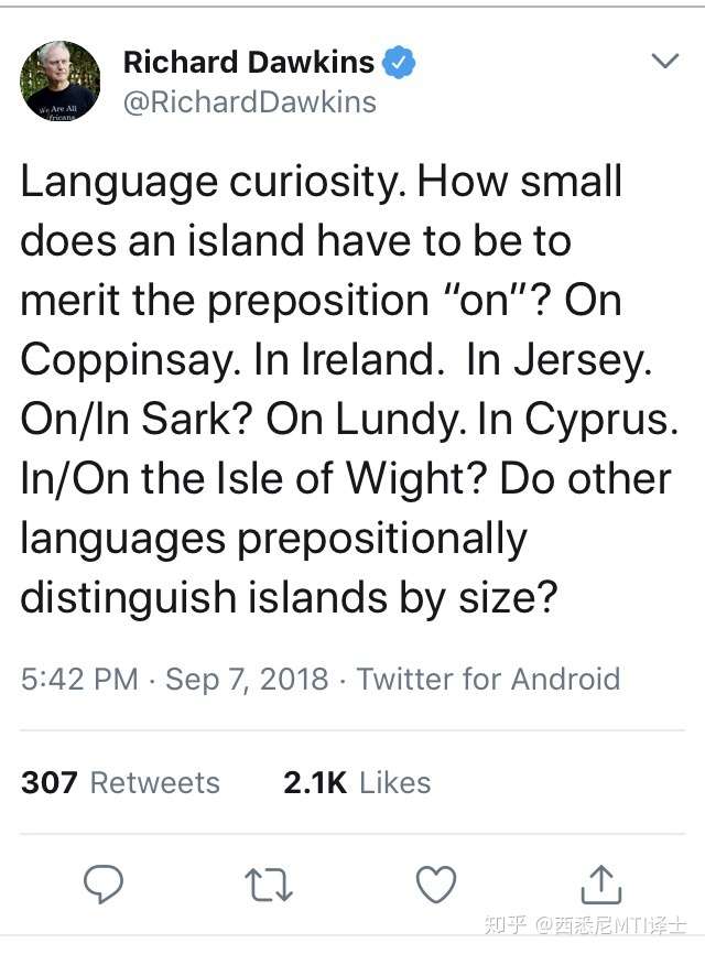 在小岛上 的英文介词是on 那么小岛要多大才能用in 呢 知乎