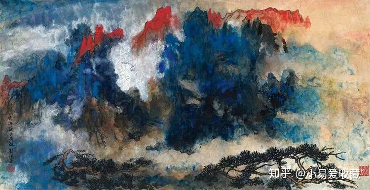 新版 【模写】【博宝】〈劉海粟〉『溌彩黄山』 中国画家 超大幅 中国 