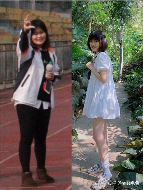 先来个对比图,左边是大学时候,当时体重大概在120斤左右,减肥成功95斤