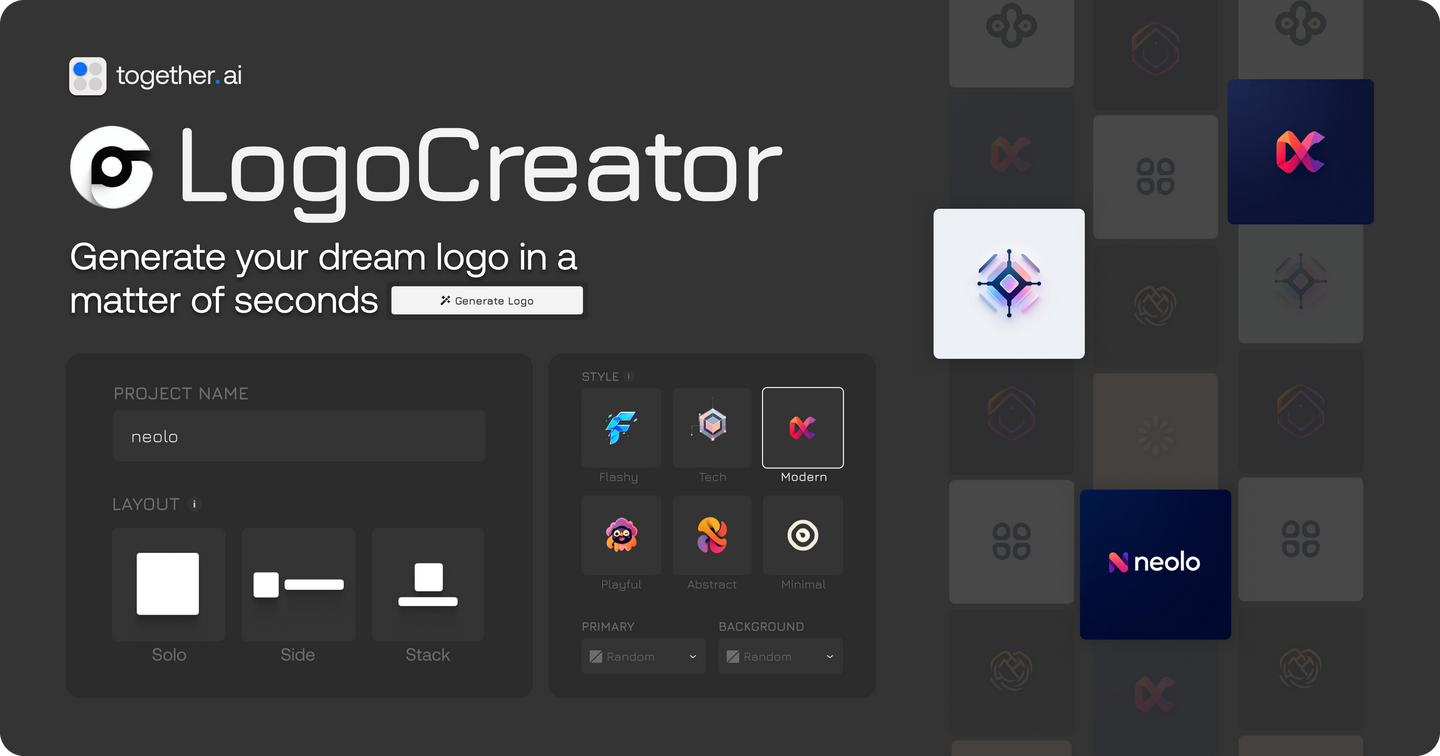 Logo Creator：免费的在线 Logo 生成工具，只需输入公司名称，选择风格和背景，就能快速生成各类风格的 Logo-墨桅博客