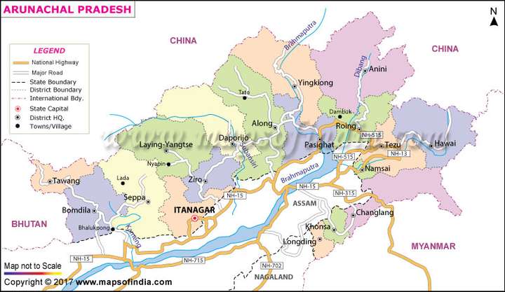 来源:arunachal pradesh map 这是印度规划的高速公路,都修到了实控区