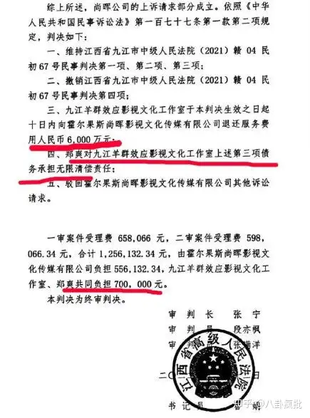 郑爽被判赔偿投资方6千万（郑爽要赔钱多少）