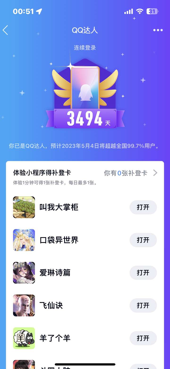 你见过的qq达人最高多少天
