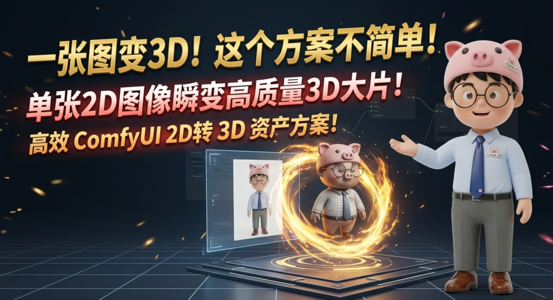 一张图变 3D！这套方案有点东西！单张2D图像瞬间化身高质量3D大片！comfyUI 2D转3D资产的高效解决方案！