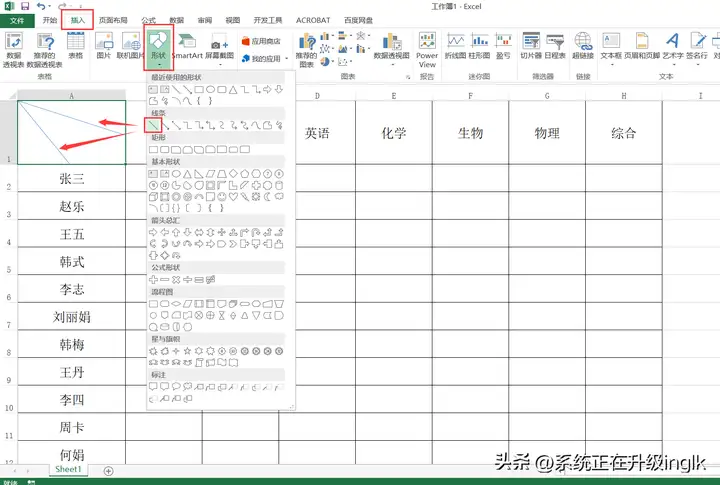 怎么在表格里加入斜线 并打字（单斜线表头的设置教程）