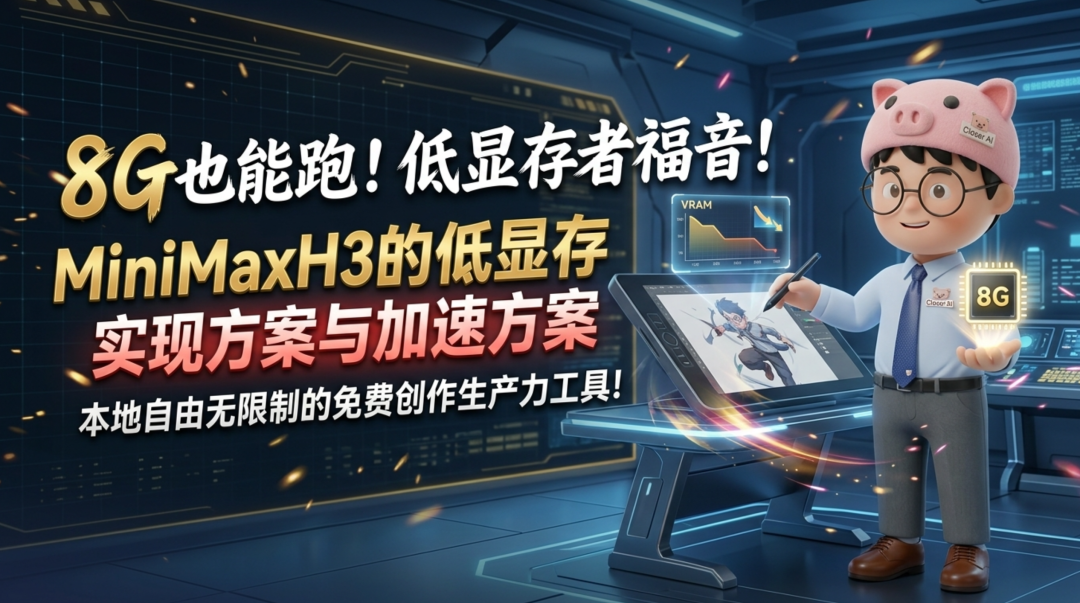 8G也能跑！低显存者福音！MiniMaxH3的低显存实现方案与加速方案，本地自由无限制的免费创作生产力工具！