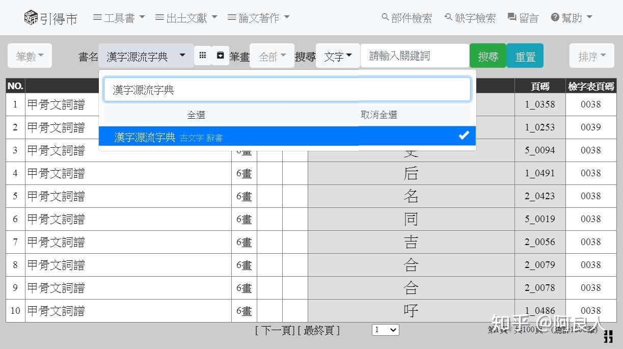 0716 漢字源流字典 索引數位化完成 知乎