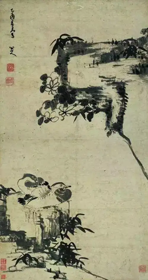 珍品旧蔵清代中国古画作者張大千【四尺中堂画撥墨山水画】 国画古置物