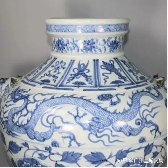 青花龙纹双铺首盘口罐鉴赏 知乎
