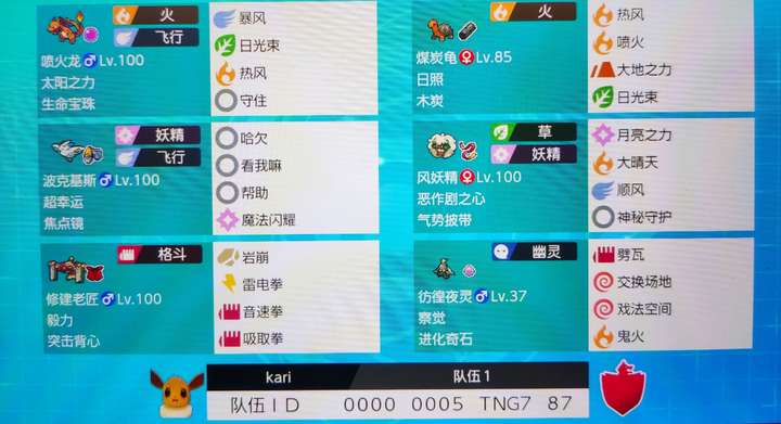 神奇宝贝,求晴天队阵容,通俗一点,不会术语.