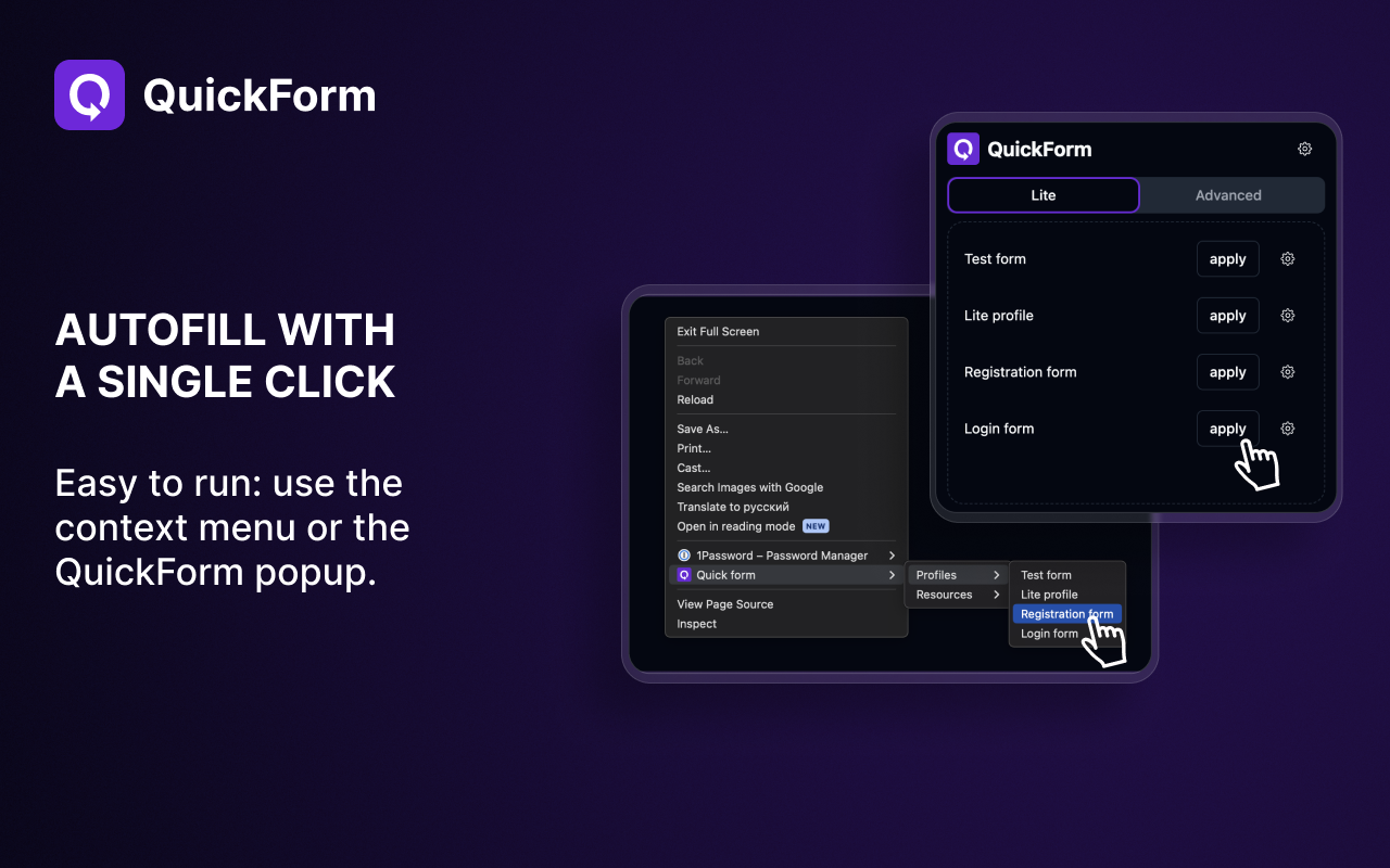QuickForm:免费自动填写Chrome扩展,轻松自动填写各种在线表单,支持文本、复选框和下拉菜单,表单填写更高效!