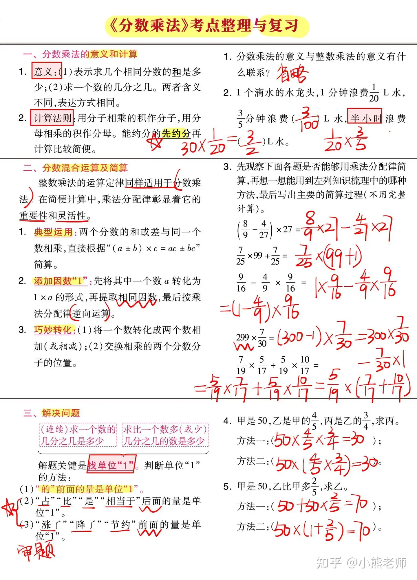 六年级上册数学 分数乘法 重难考点梳理 突破密卷 满分必考 知乎