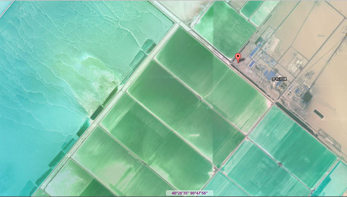 在谷歌地球上的罗布泊上看到了一个类似建筑物的东西.求指点?