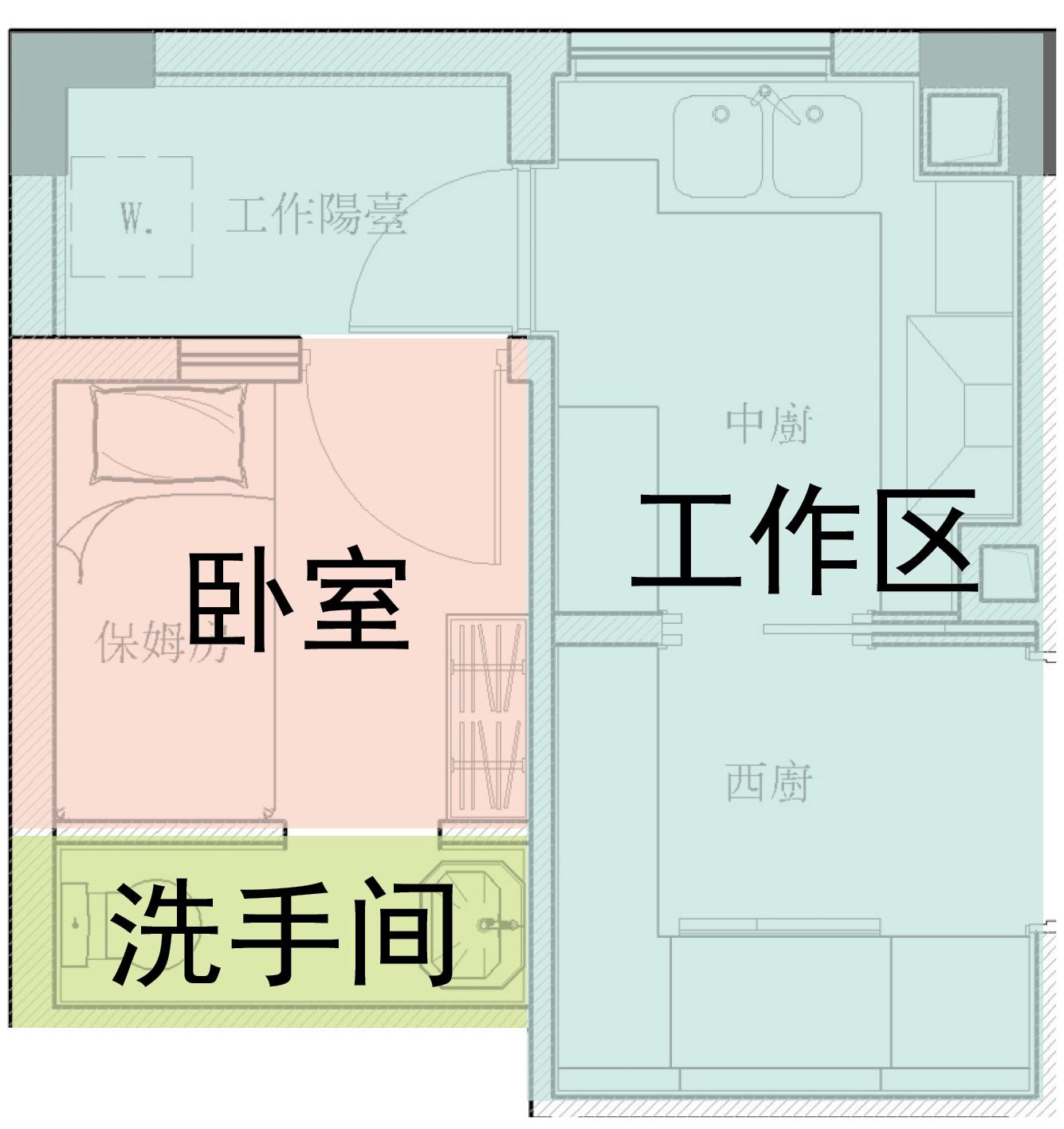 相对独立的保姆间,照顾其工作需求▼再来看看保姆的房间,被厨房和工作