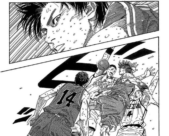 (上图:对山王,流川枫关键时刻三威胁) 4.从始至终贯彻着的快速反击.