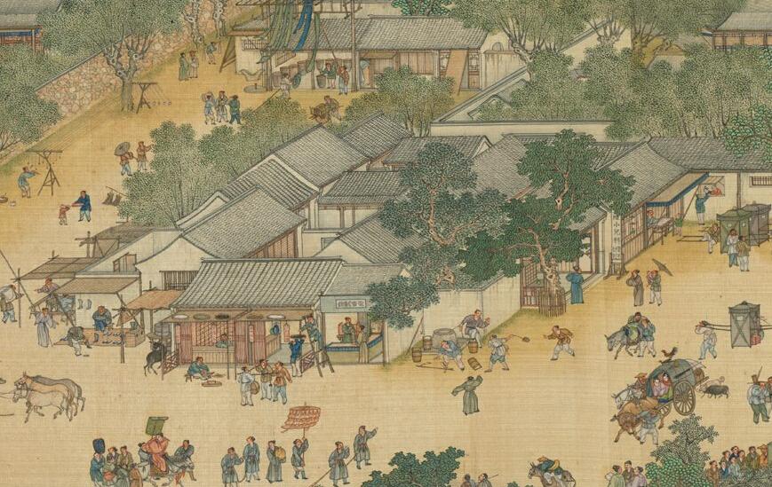 清院本的清明上河图里的建筑风格和宋代张择端版的清明上河图里的建筑