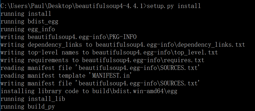 Python3.5.1(64位)安装beautifulsoup4.4.1不成功