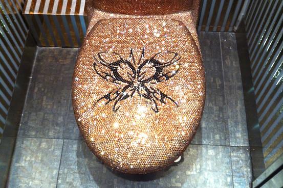 (图是在中环的 magnum 夜店的镶钻马桶)