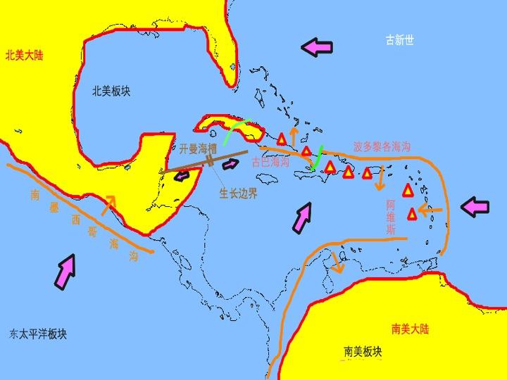 加勒比海的西印度群岛大岛集中在西北小岛集中在东南请问这样的地理