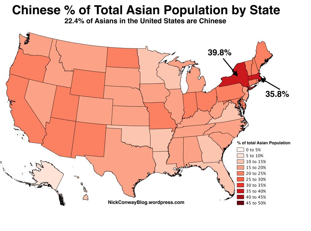 美国的华裔地理分布