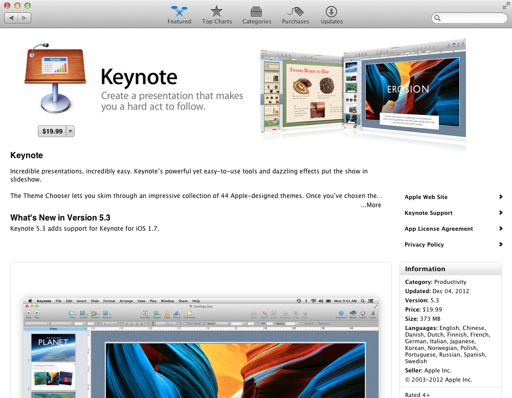 在Mac App Store下载Pages,Numbers和Keyno