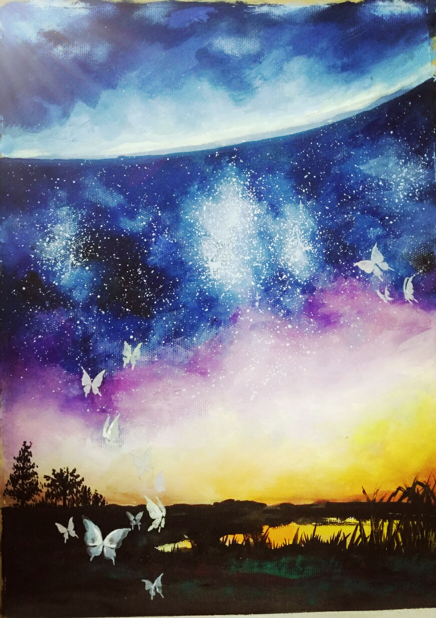 如何用彩铅画星空?