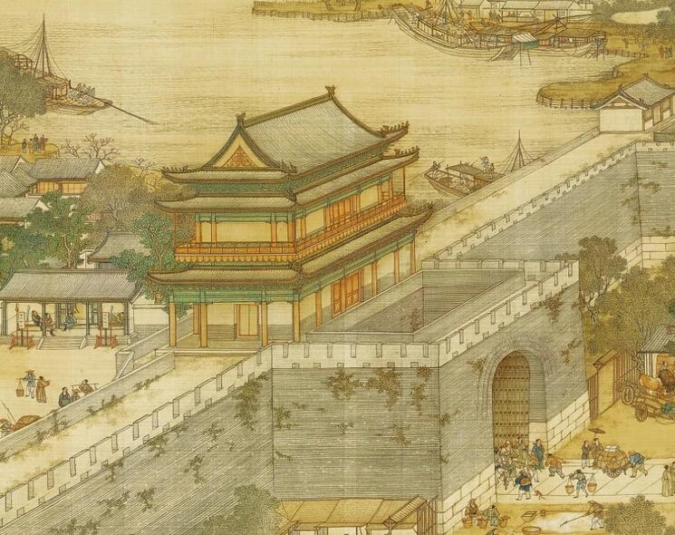 清院本的清明上河图里的建筑风格和宋代张择端版的清明上河图里的建筑