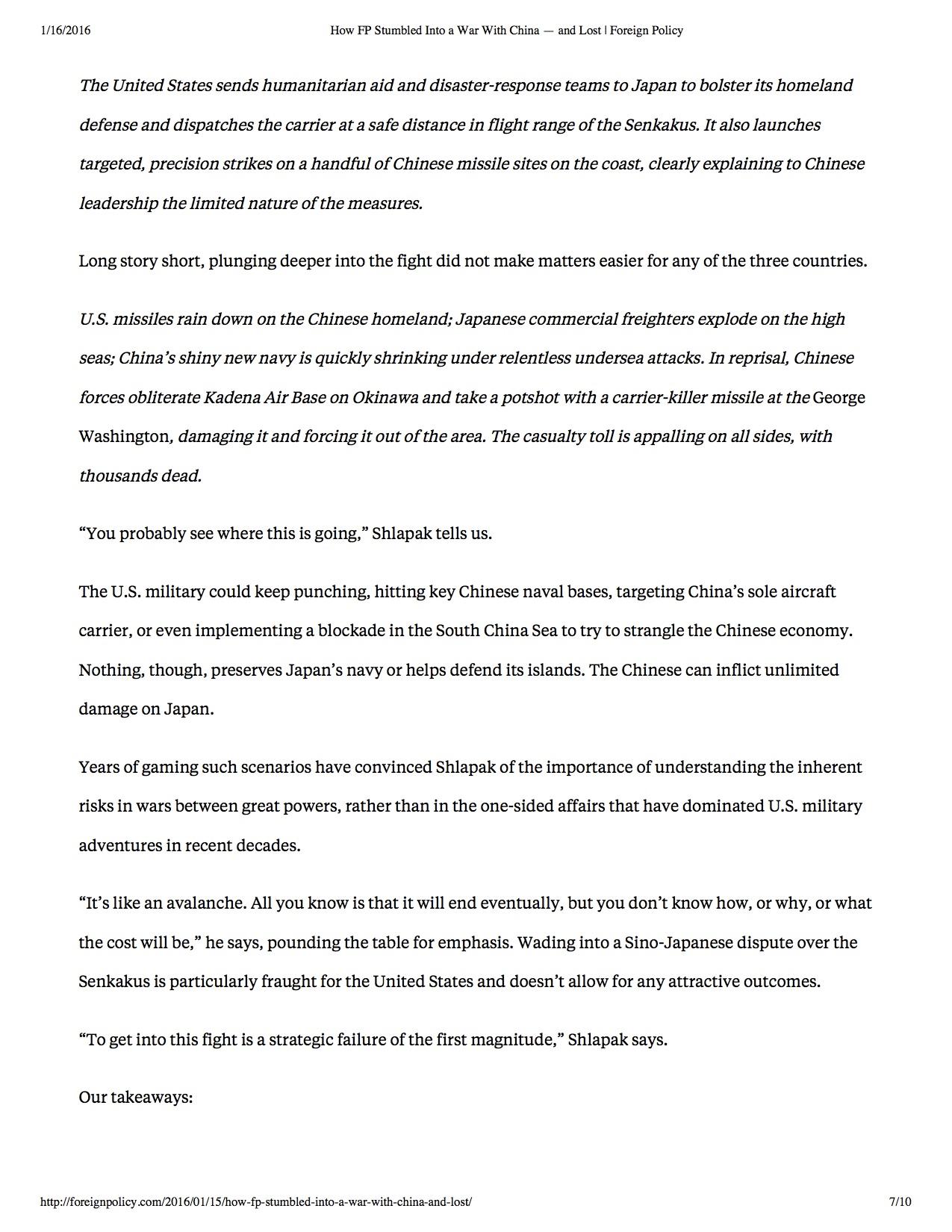 假设中美两国在钓鱼岛或台湾问题在东海全面开