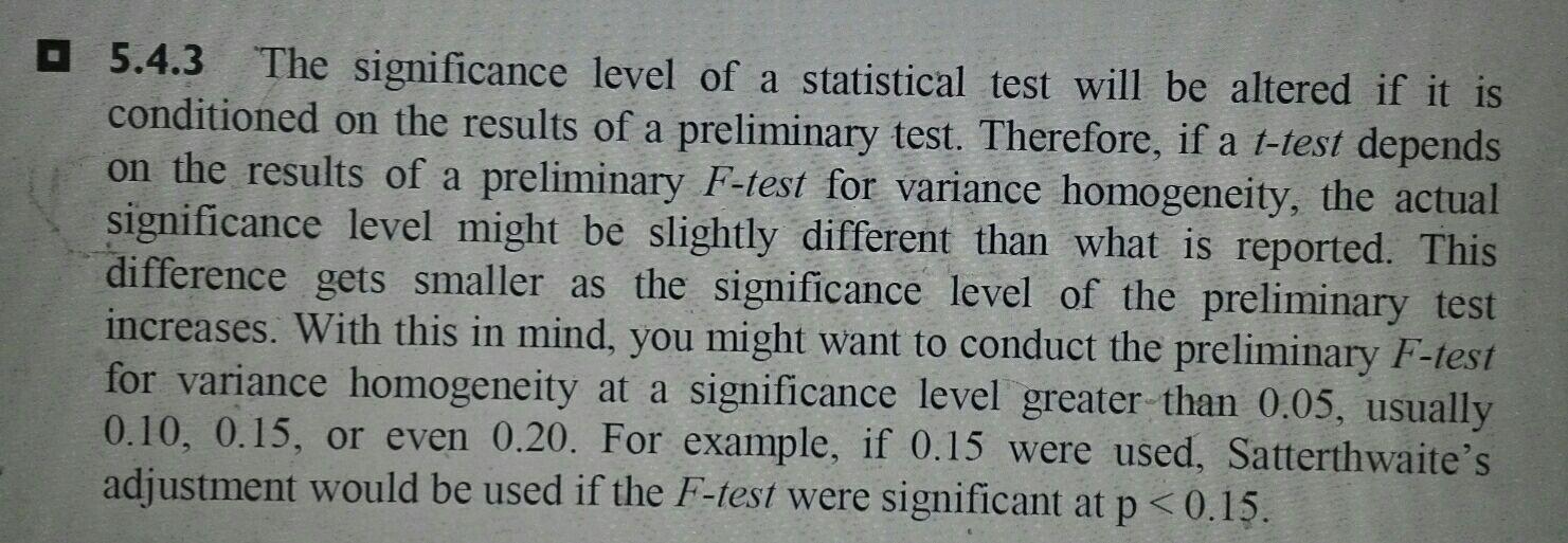 方差齐性检验的时候为什么要把检验水准a提高