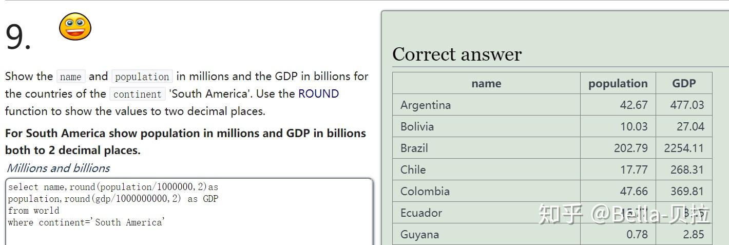 sqlzoo练习3（含答案）：SELECT from WORLD Tutorial - 知乎