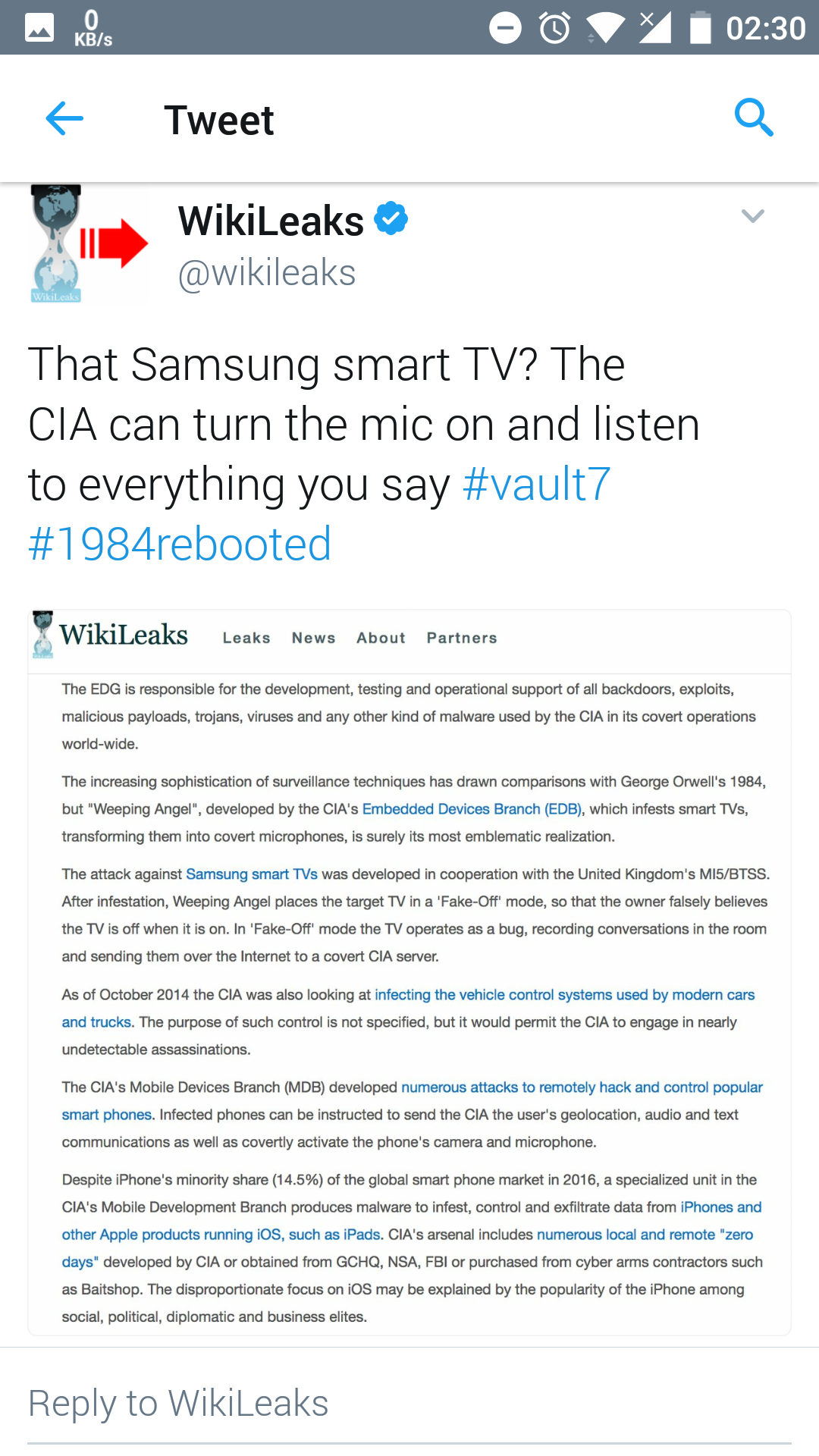 何看待wikileaks曝光揭露CIA大规模监听计划的