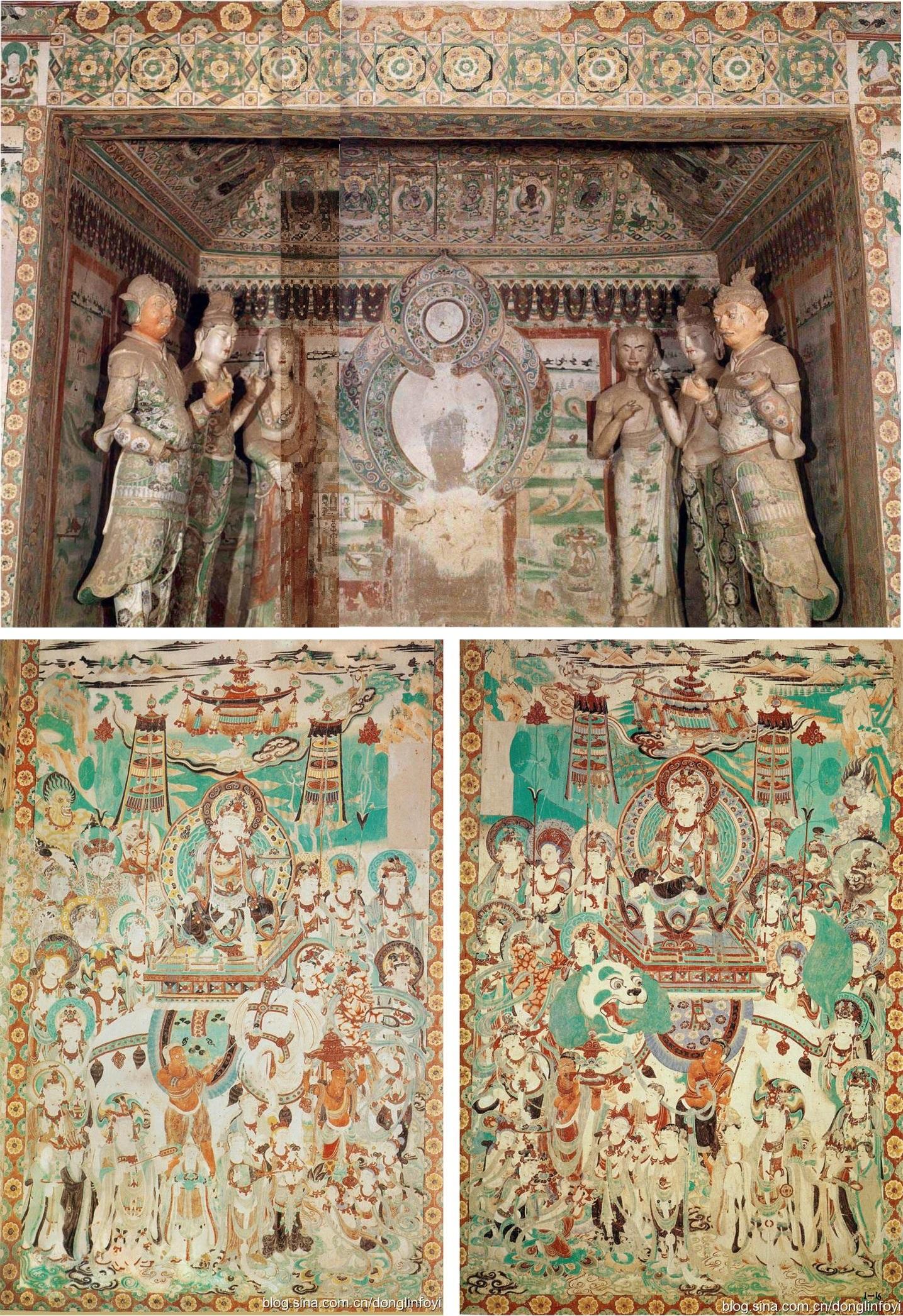 神游千年,大美敦煌】中唐-159窟西龛-彩塑;文殊普贤经变画 神游千年,大美敦煌】中唐-159窟西龛-彩塑;文殊普贤经变画