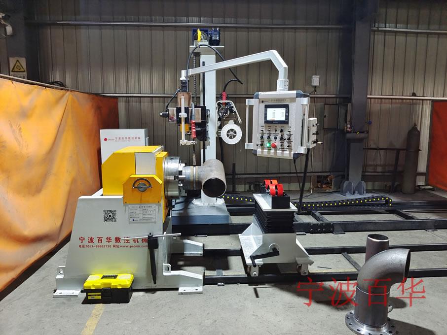 燃气管道自动焊机小型三通弯头和直管焊接现场氩弧打底气保盖面