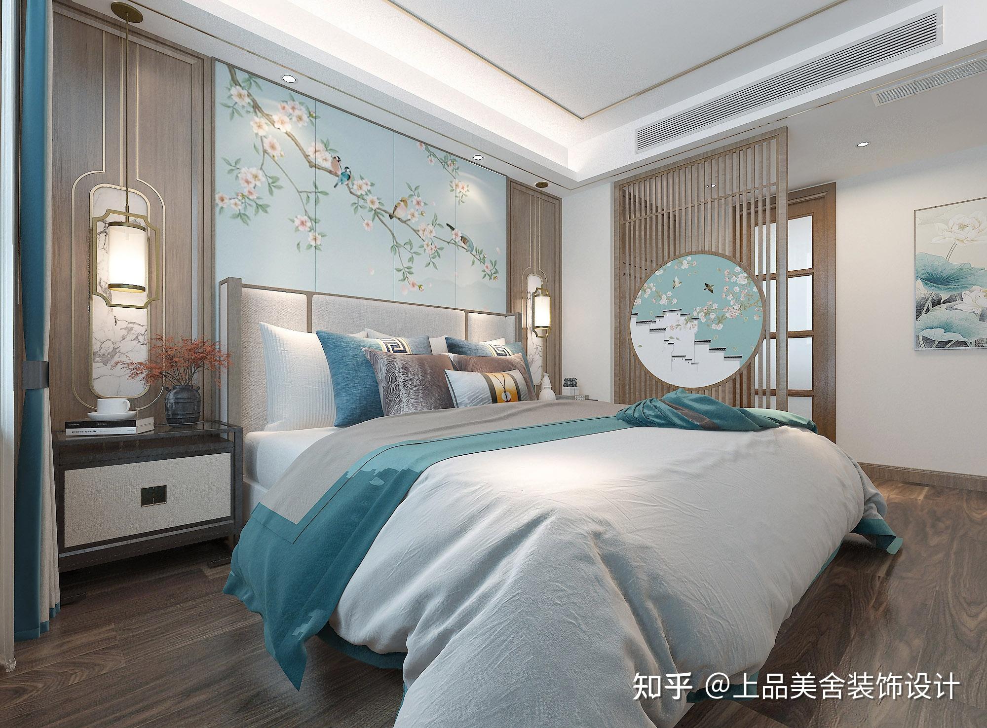 让屋子里的清新感瞬间提升,柔顺了许多,氛围也轻松了许多,床头背景墙