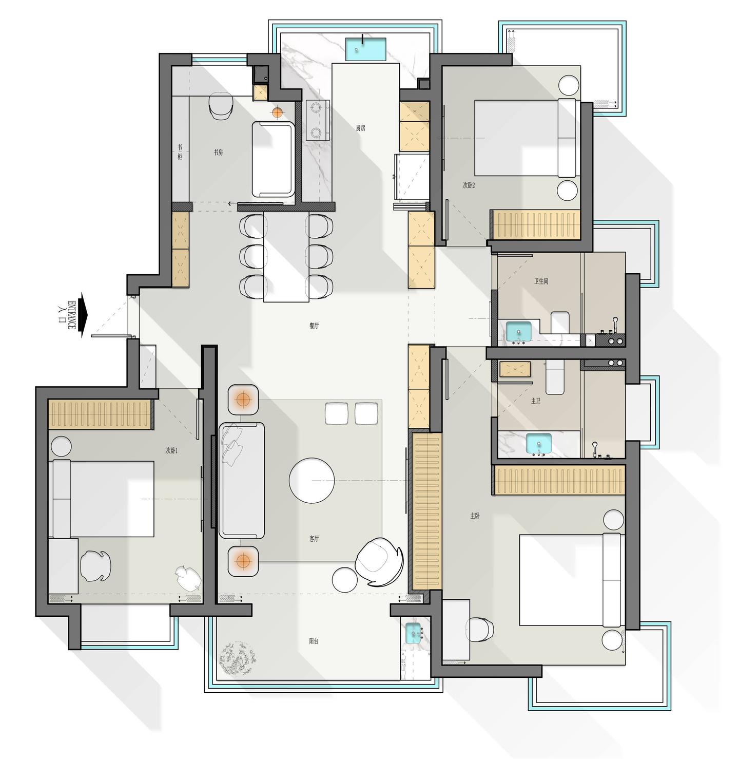 147m²三房空间巧妙规划变四房，收纳翻翻 - 知乎