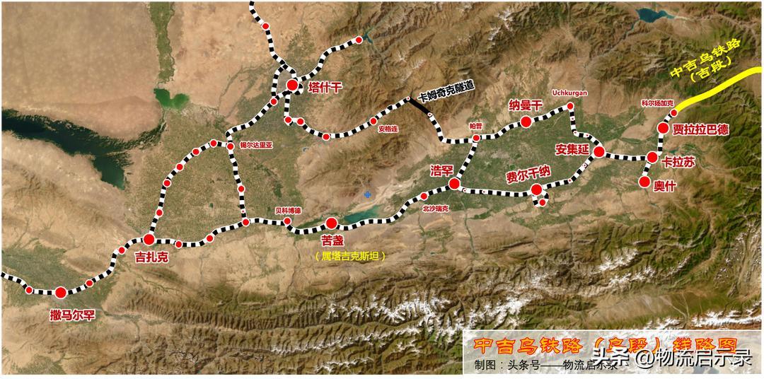 中吉乌铁路规划示意图图片