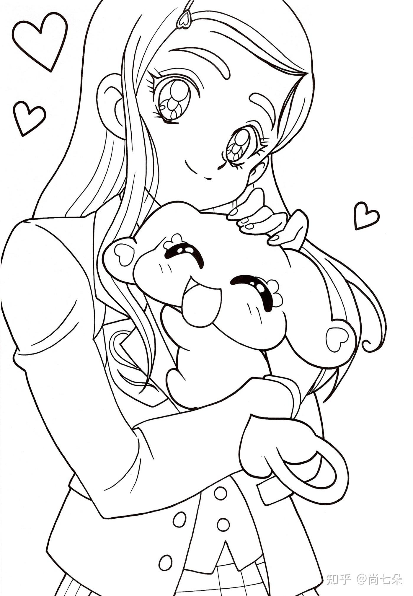 卡通漫画美女涂色填色卡涂鸦安静书美术学习资料儿童画素材资源4