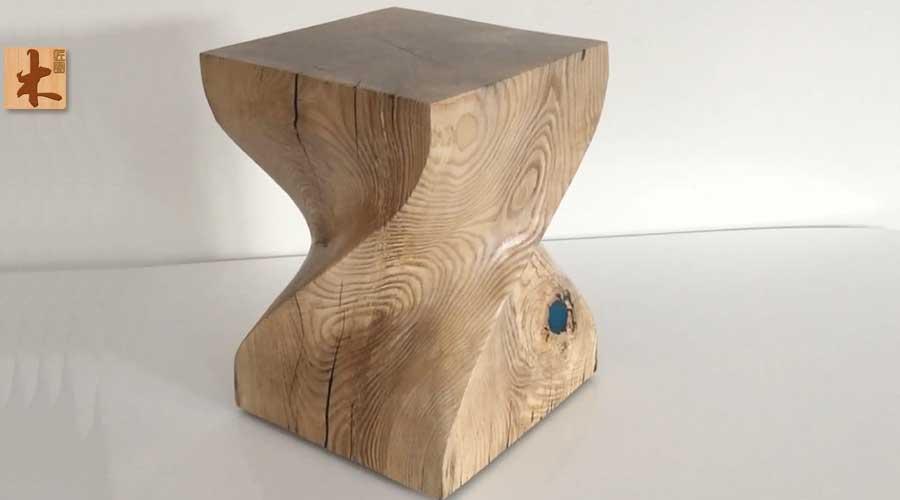 创意木墩凳子做法亮点是裂纹处理原来木凳可以这样做