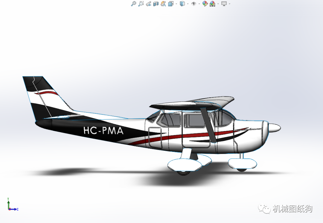 【飞行模型】c172小型通用飞机简易模型3d图纸 solidworks设计