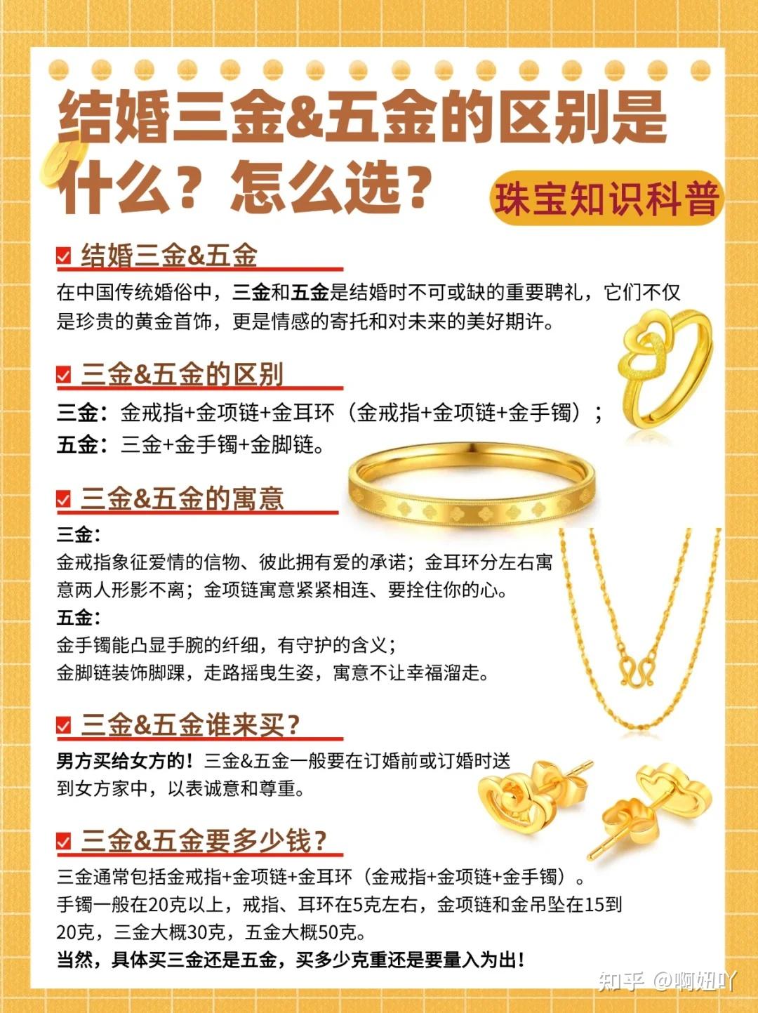 结婚三金&五金的区别是什么 怎么选⁉️看这里 - 知乎
