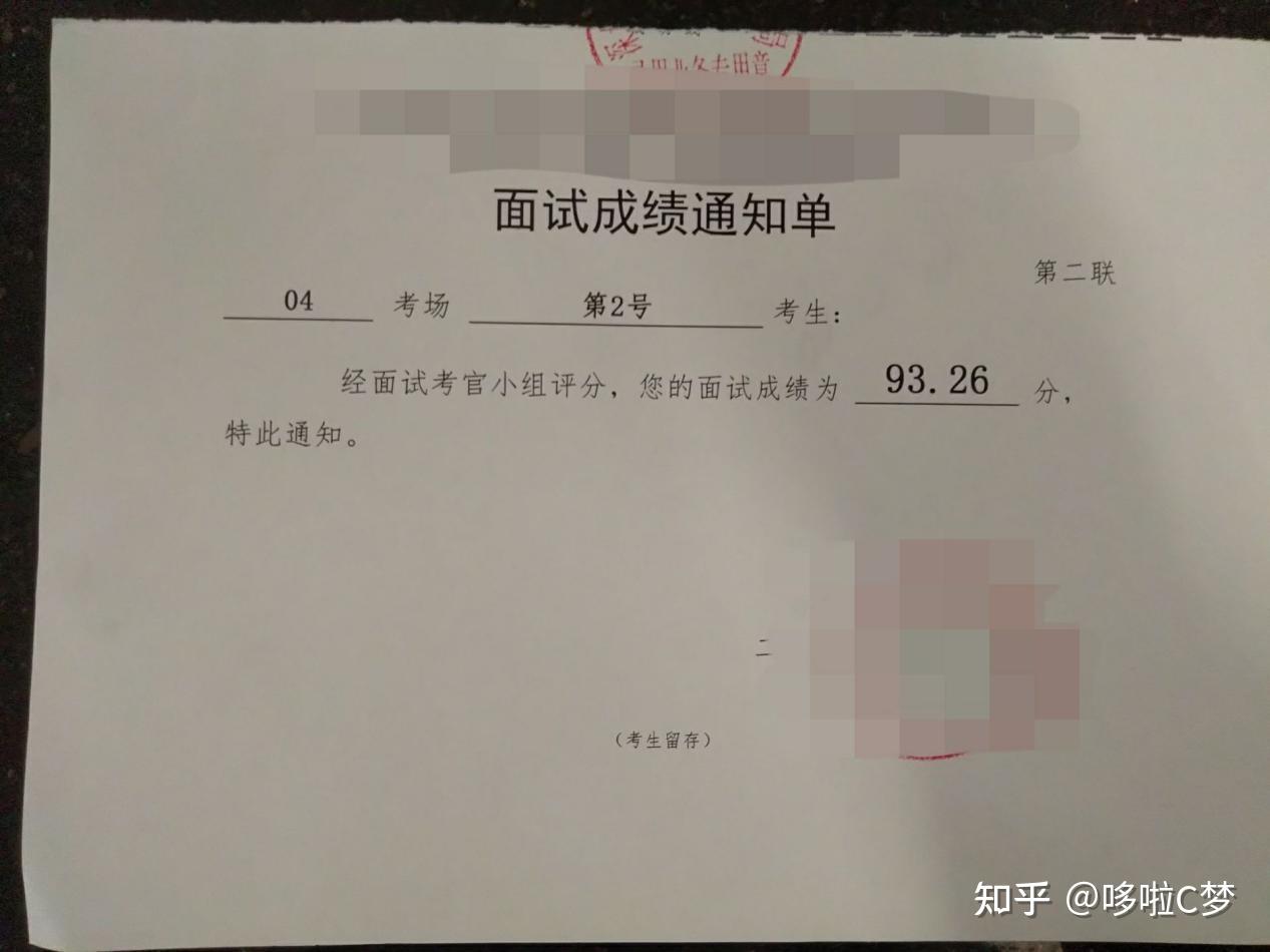 笔试成绩141.7,排名第四,面试发挥较好,93.26总成绩第1名.