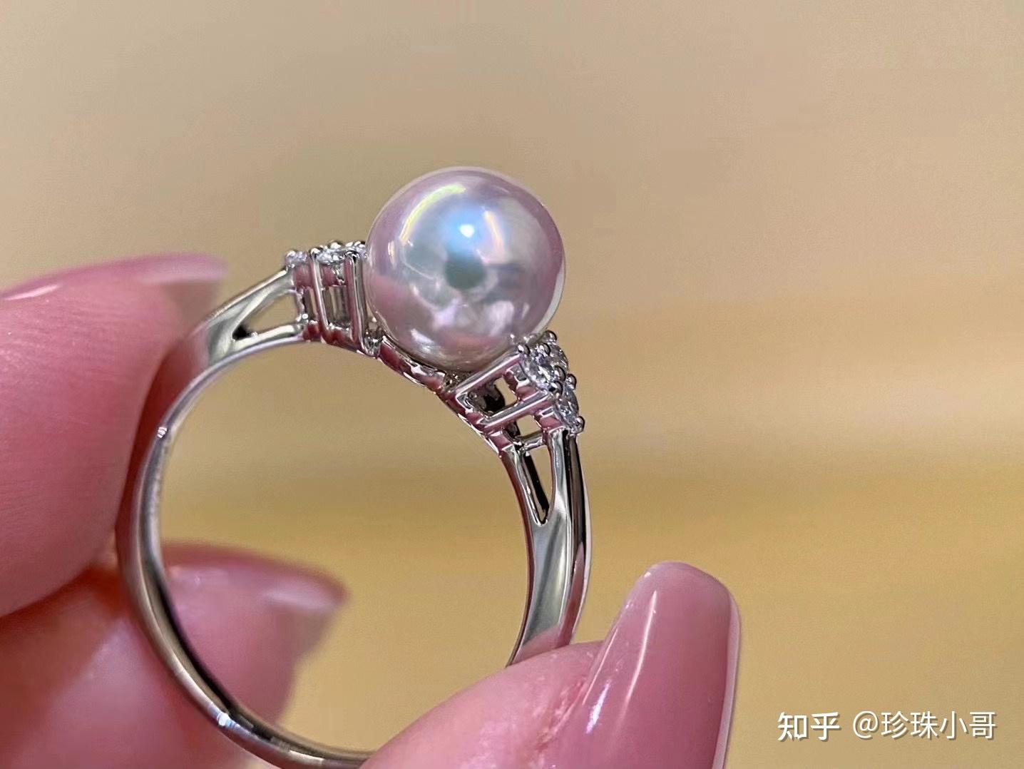 『玥翠』轻奢设计 指尖精灵 11mm天然海水澳白珍珠戒指 钻石镶嵌-淘宝网