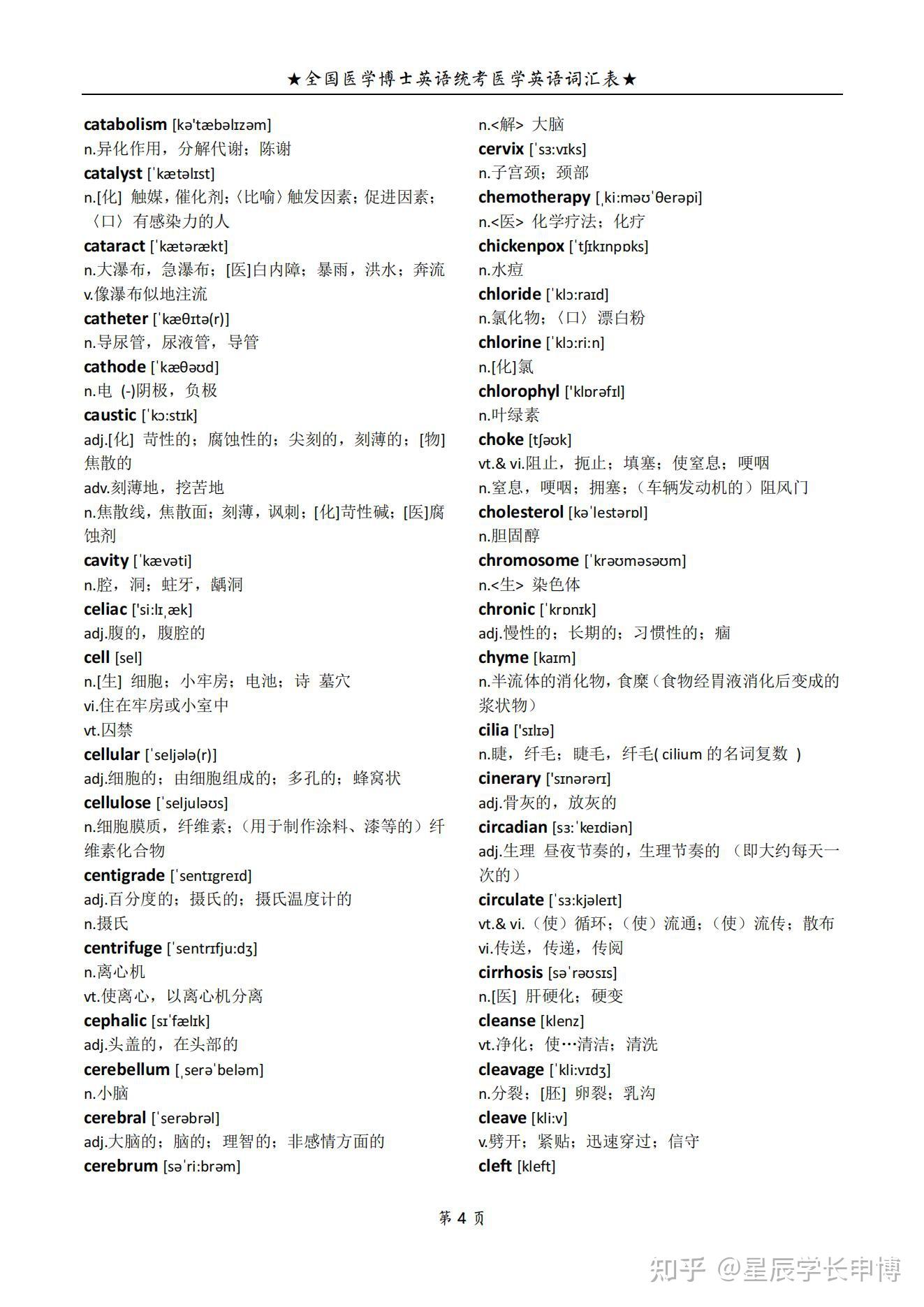 樶新全国医学博士英语统考医学英语词汇表 - 知乎