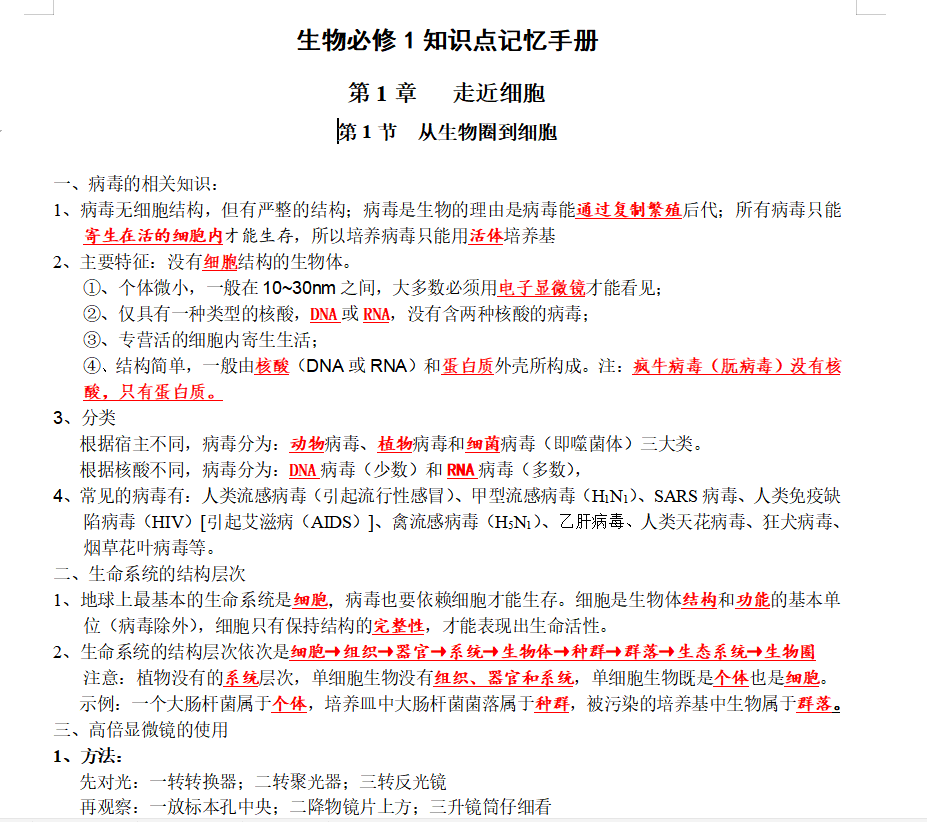 高中生物所有的考点难点 其实都在你不仔细看的课本里 必修1 3超强记忆手册 知乎