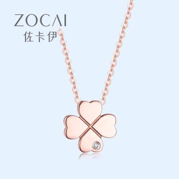【新年礼物】佐卡伊 钻石项链四叶草幸运草含尾链45cm