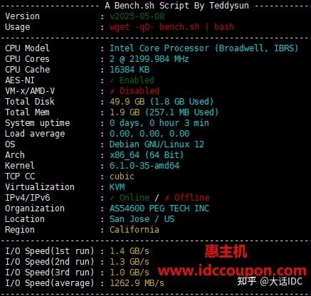 RAKsmart圣何塞精品CN2线路VPS测评摘要,Intel系列CPU、三网优化网络,原生IPv4