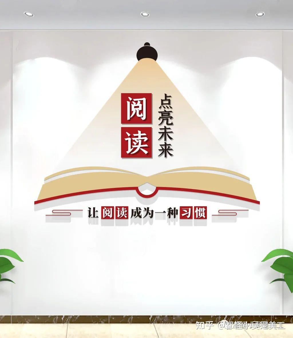 图书馆阅览室学校校园文化墙设计效果图