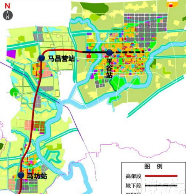 线路在马坊,甘露园,管庄以及运河商务区设置了越行线,也就是说,平谷线