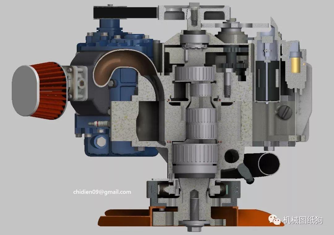 发动机电机twostrokerotary双冲程转子发动机3d图纸inventor设计附stp