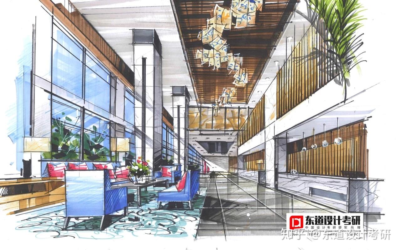 考研教程室内餐饮空间一点透视效果图绘制步骤精讲课程